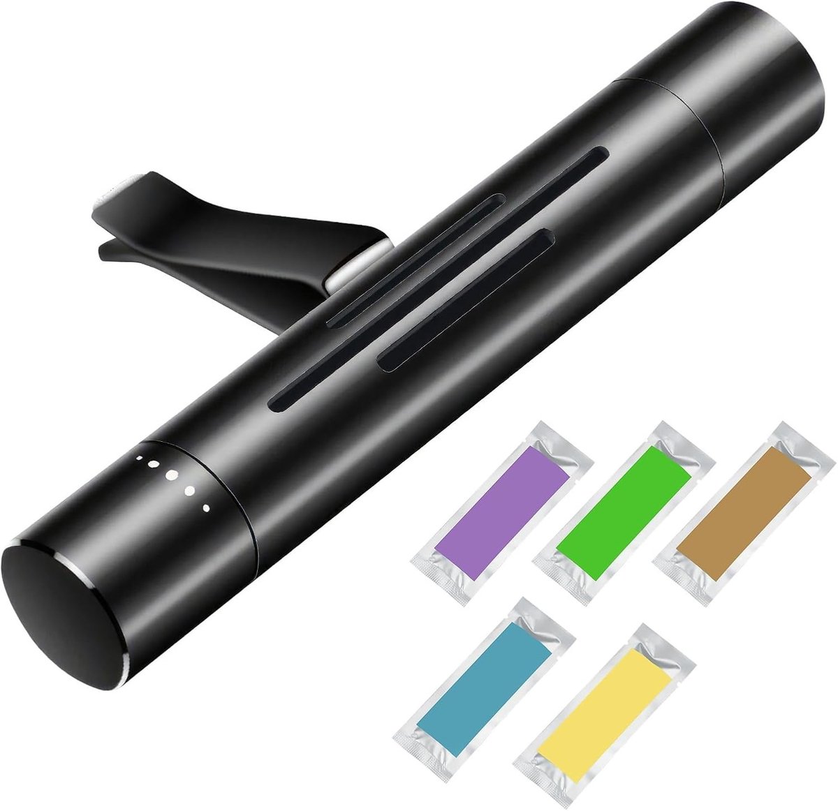 Ventilatieclip voor Auto Luchtverfrisser met 5 Geurende Sticks, Duurzame Auto Diffuser en Aluminium Houder, Natuurlijke Geur voor Langdurige Frisse Lucht