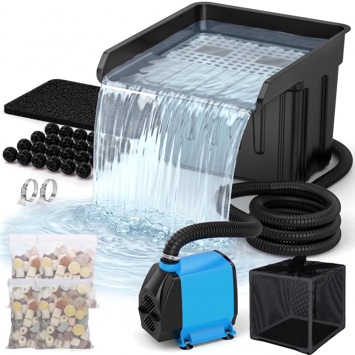 Omgoods - Complete Waterval Set voor Tuin met Pomp en Filter