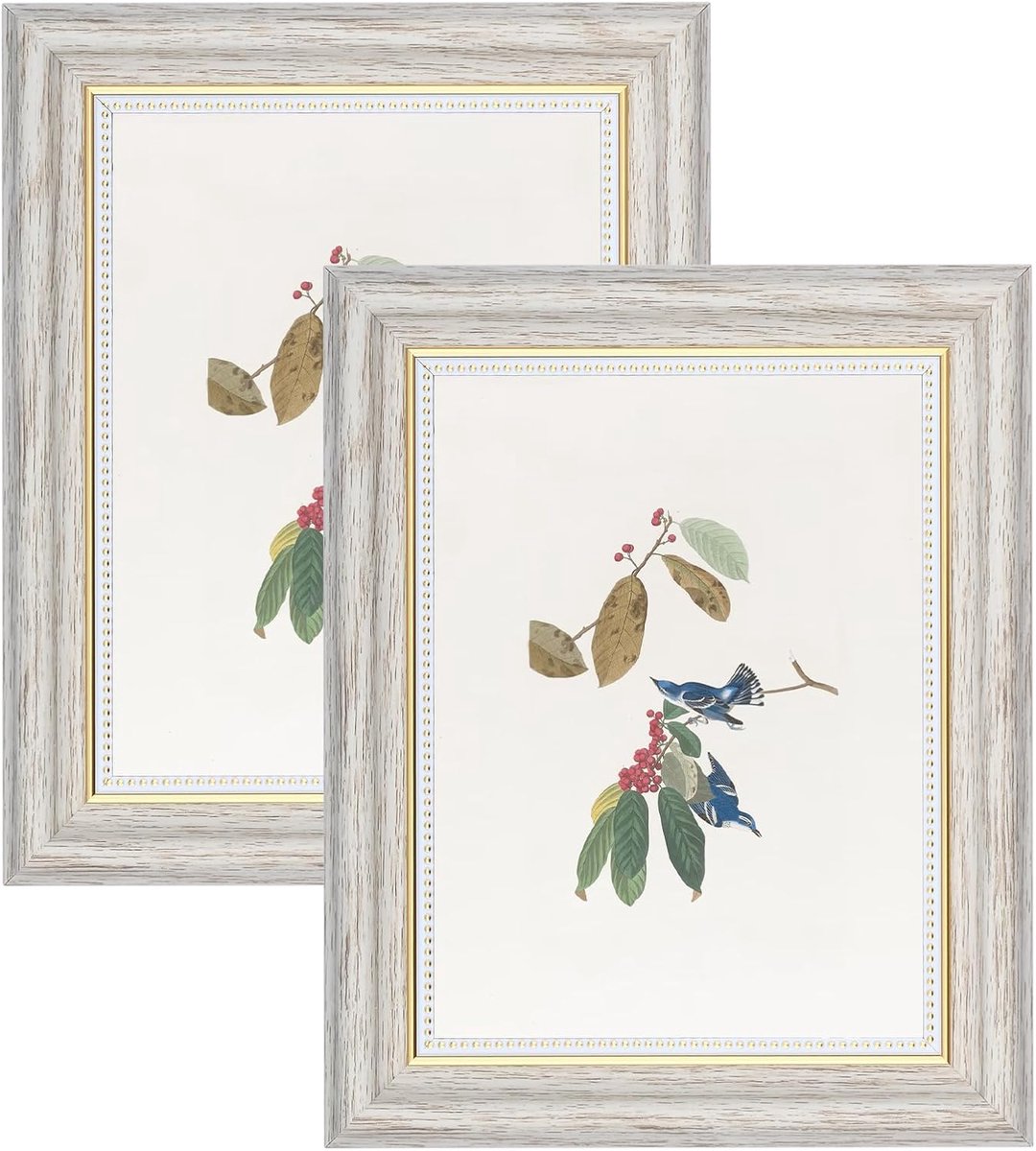 Fotolijst - Vintage Fotolijstjes - Shabby Chic Retro Lijsten - Staand en Hangend - 2 stuks - 15x20 cm - Wit
