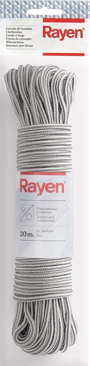 Waslijn caravan - Grijs - 20 meter - Nylon waslijn met antislip - Voor binnen en buiten gebruik