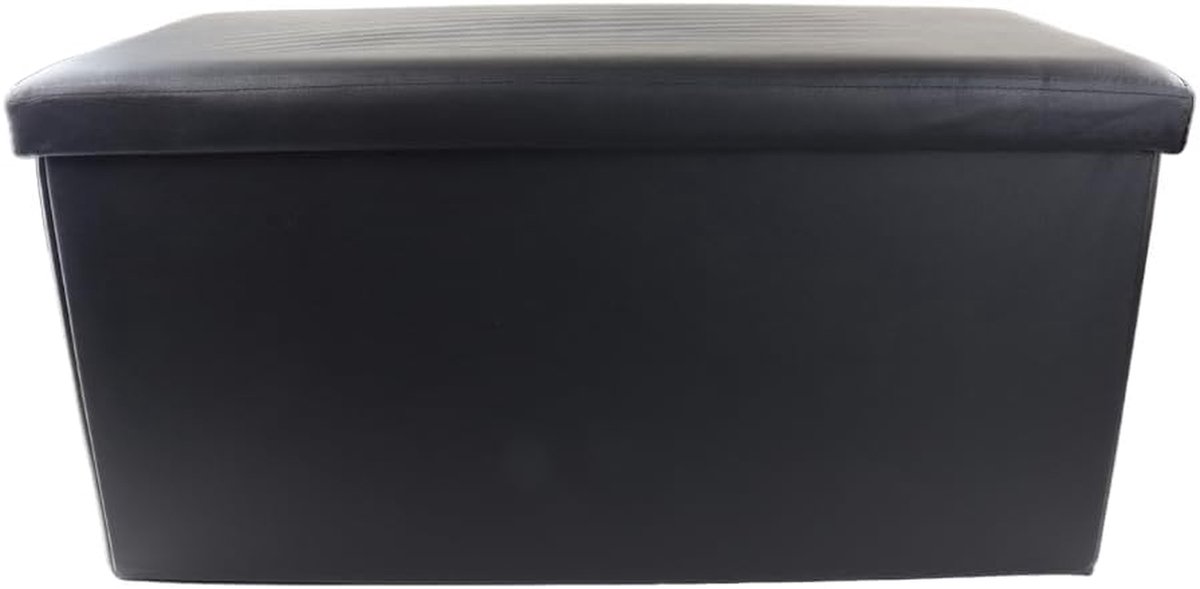 Opbergpoef - Zwarte Poef - Extra Zitplaats - Opvouwbaar Design - 765x38x375cm - Zwart