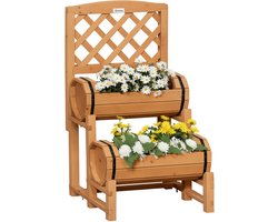 Verhoogd tuinbed in rustiek design - plantenbak inclusief klimrek - weerbestendig - behandeld massief hout