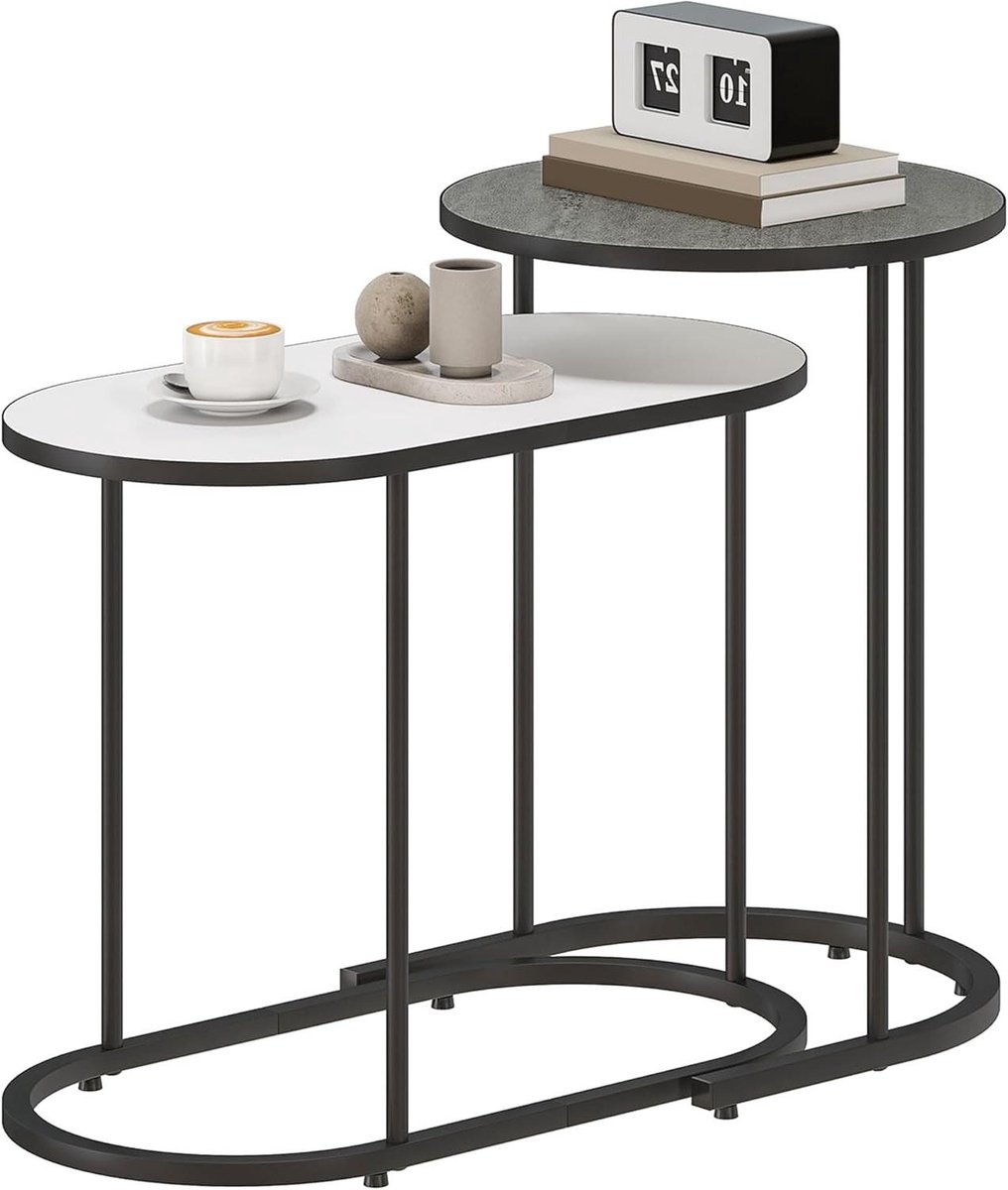 Uittrekbare salontafels - Bijzettafels stapelbaar - Woonkamer organiseren - In elkaar grijpend design - Ø 38 x 545 cm