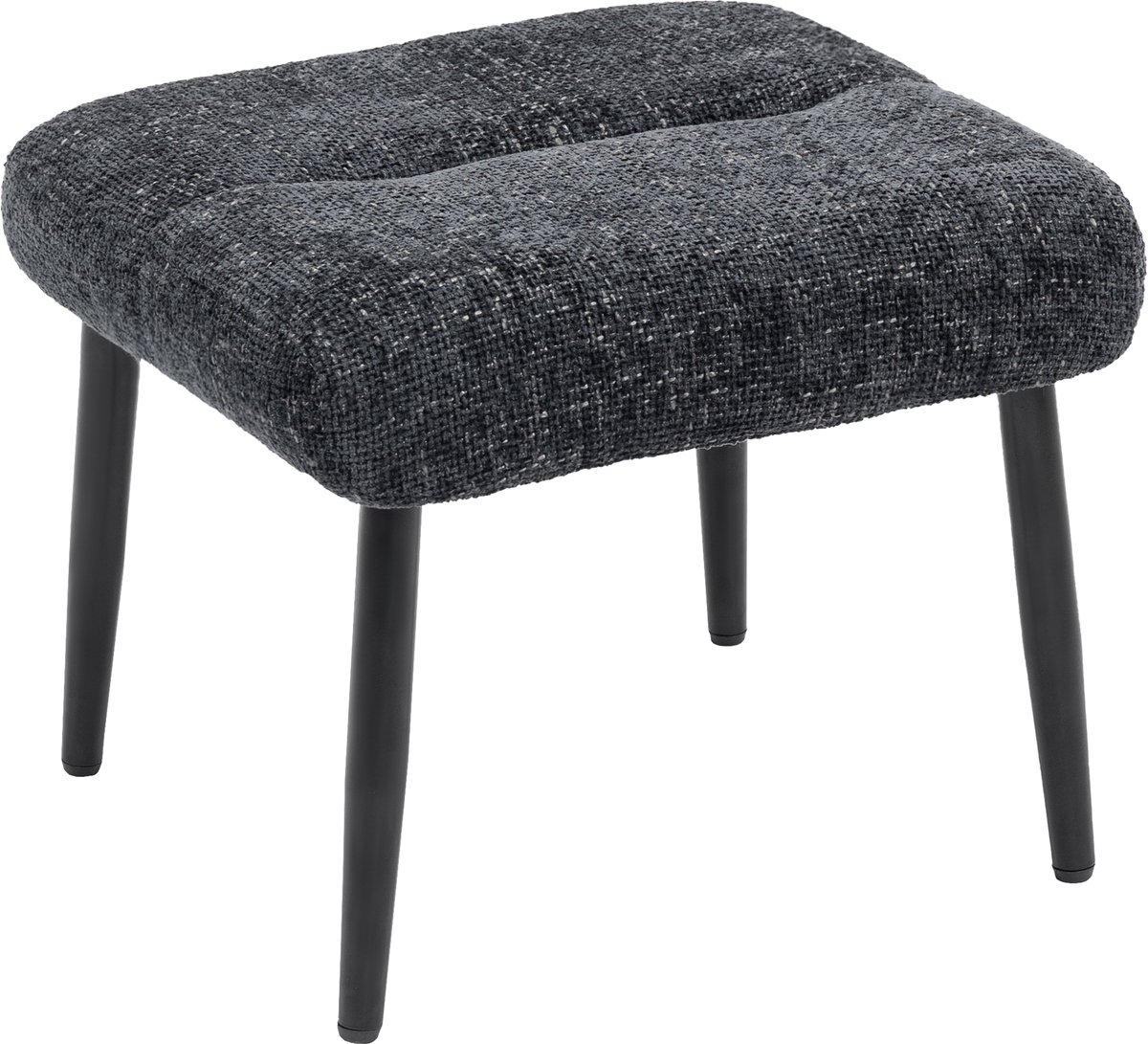 Ottoman met zacht zitkussen - stalen poten - voetenbankje met chenillestof - 45 x 41 x 38 cm - donkergrijs