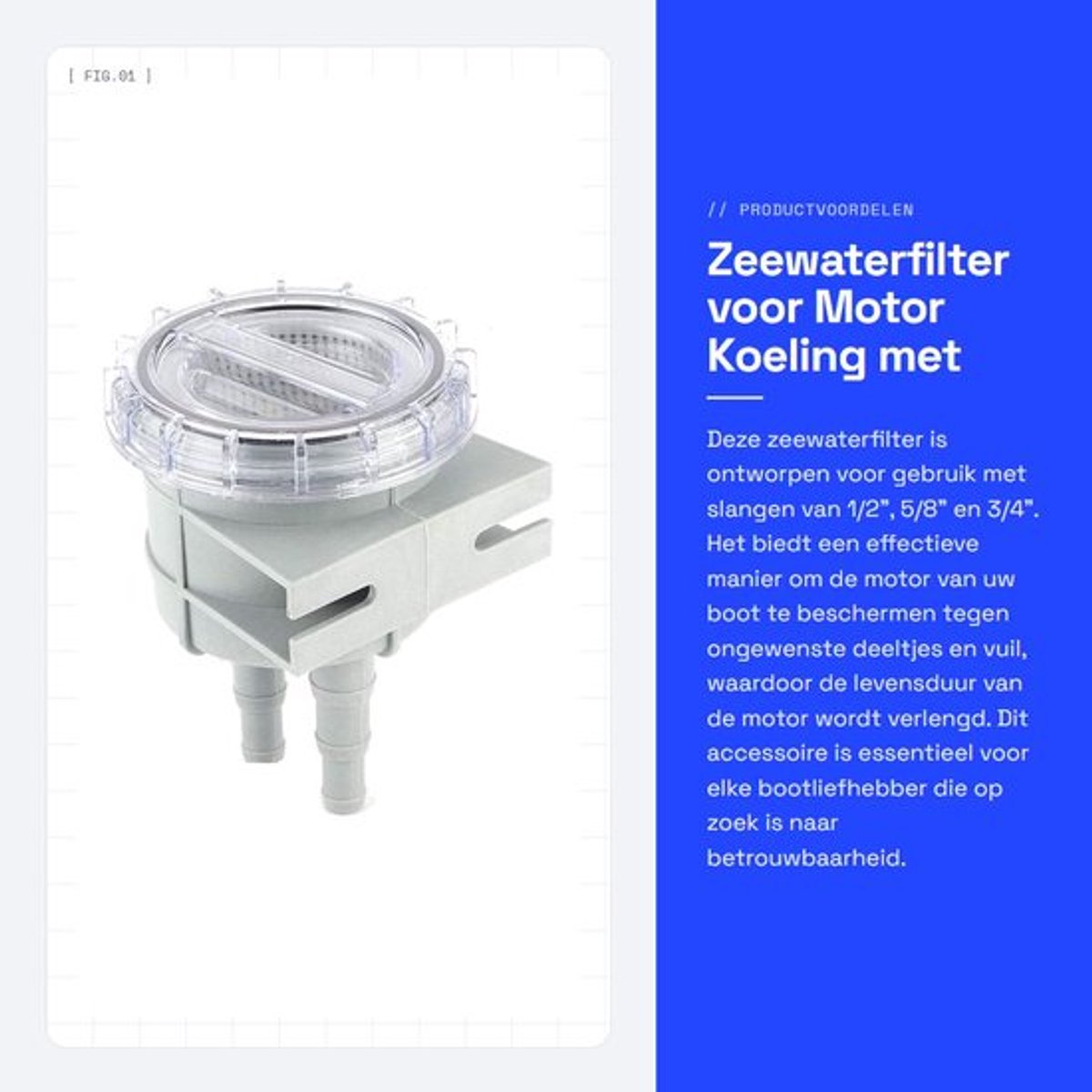 Zeewaterfilter 4,3 Inch - Inlaatzeef - Motorbescherming - Slang 1/2"/5/8"/3/4" - Multi-interface - Efficiënte Koeling - Waterfilter