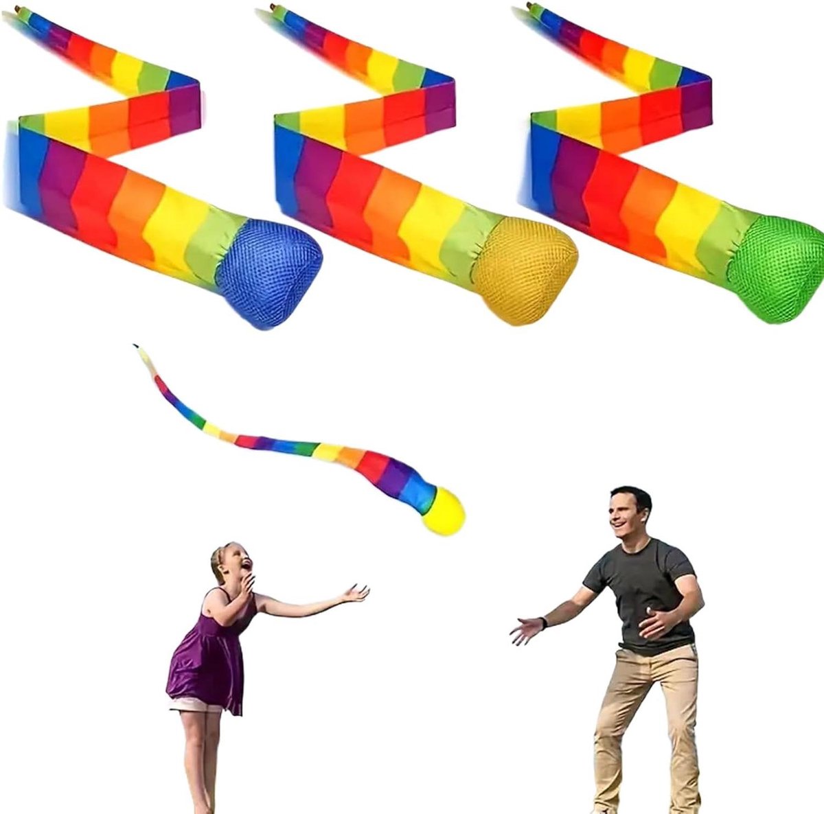 Toss en vang bal - Vangspel ballen - Buitenspellen - Regenboogkleuren - 3 stuks - Kleurrijk