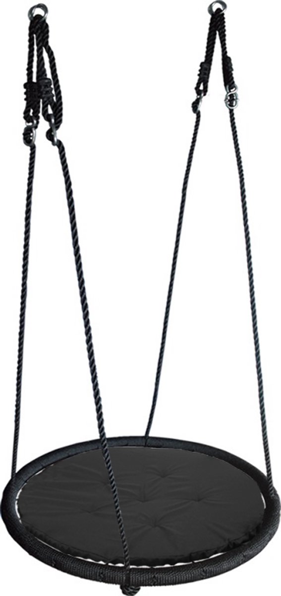Nestschommel Zwart met kussen Ø100 cm PP touwen