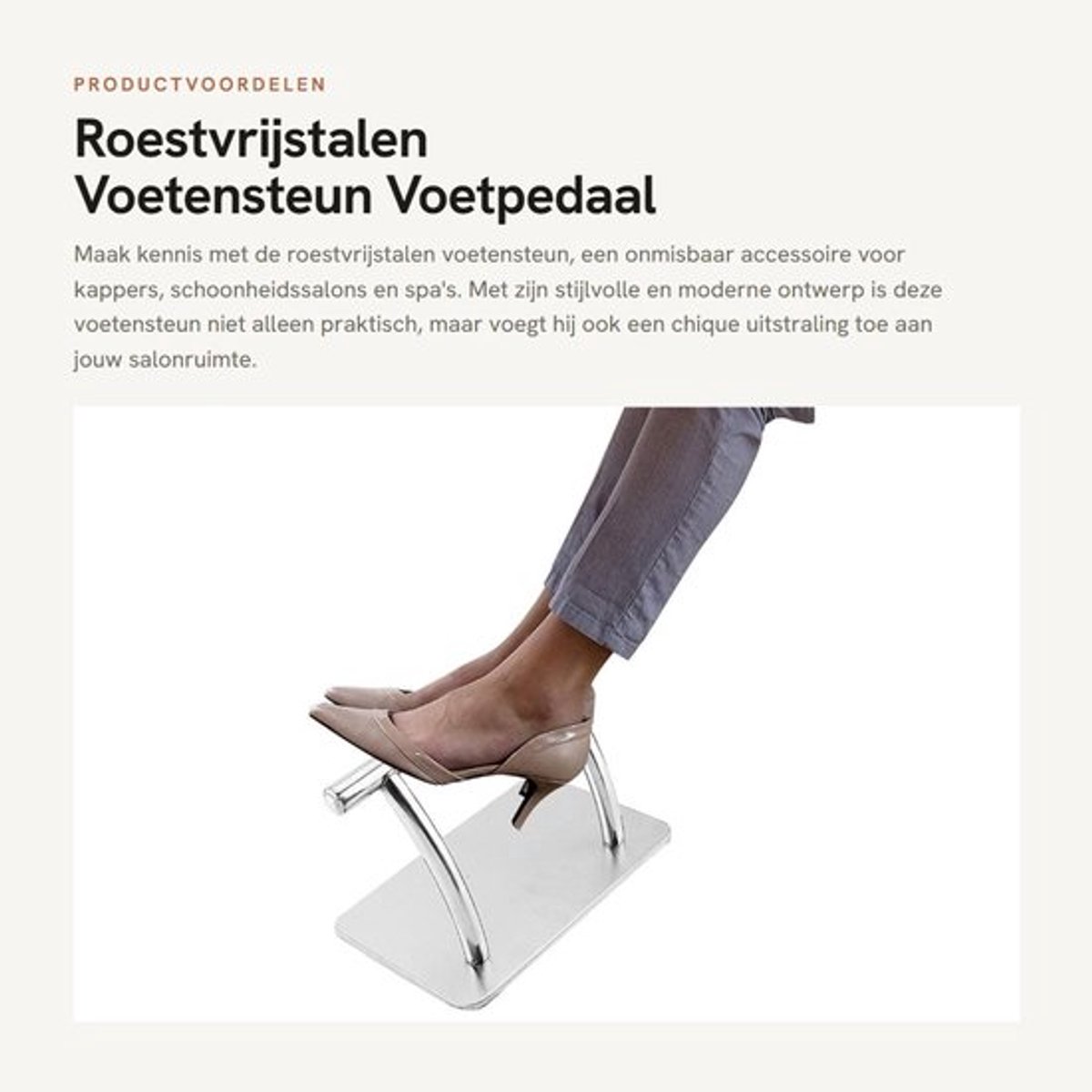 Voetensteun Roestvrij staal - Voetpedaal - Beauty/Schoonheidssalon - Salonstudio - 34 x 29 cm - Eenvoudig te installeren - Voetenbank