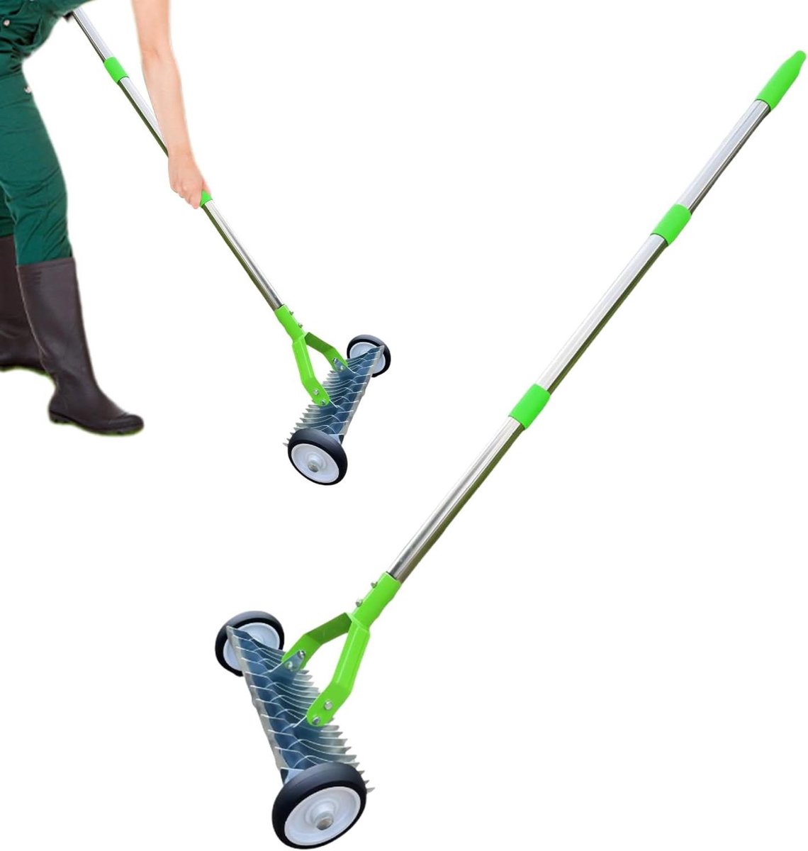 Gras Houtvork - Tuin Houtvork Blad - Gazon Onderhoud - Verstelbare Werkbreedte - 130 cm Lengte - Zilver
