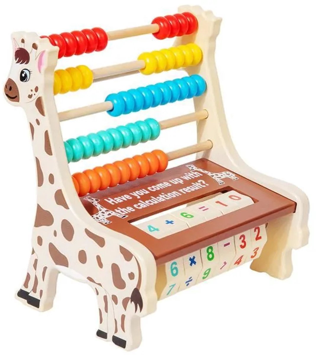 Sogiol® Houten Telraam Giraffe voor Kinderen - Educatief Rekenspeelgoed - Fijne Motoriek & Leren Tellen - Activity Centers - Veelkleurig
