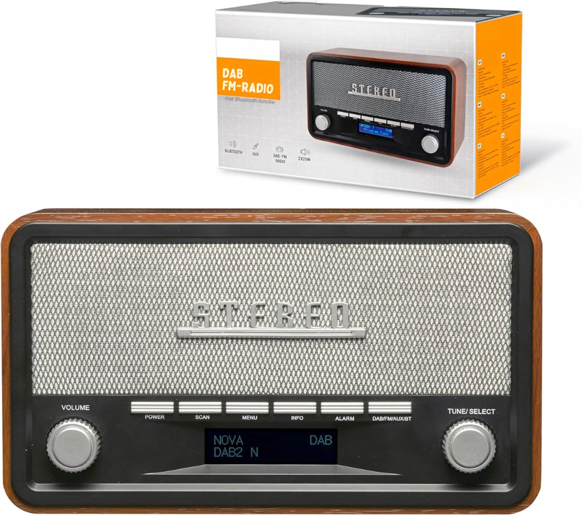 Florixa® CD Speler - CD Speler Bluetooth - FM radio - Bruin- 26cm x 11cmx 15cm