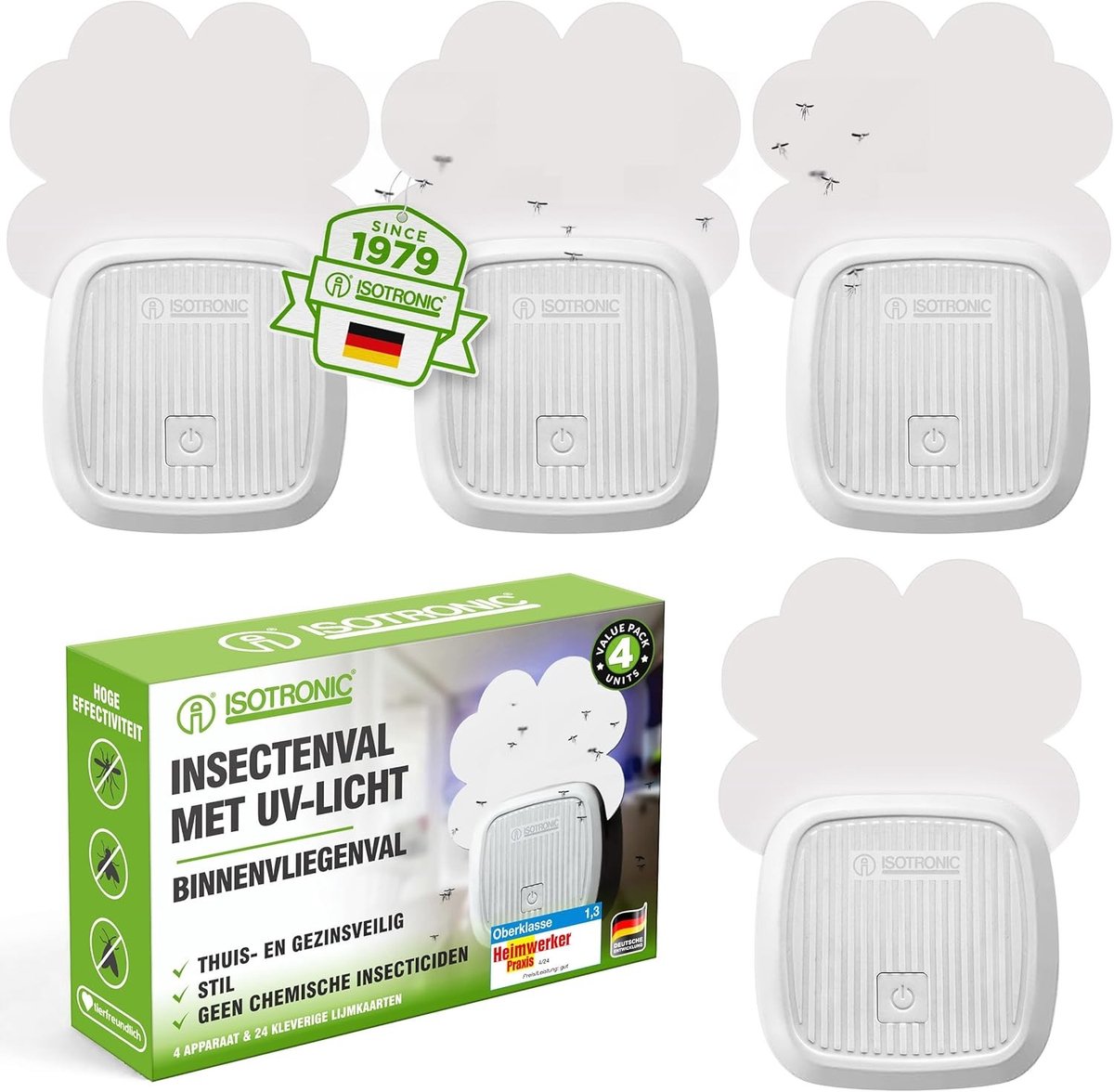 Vliegenlamp - Wit - Voor ruimtes tot 20 m² - Met UV-licht en kleeffolie - Voor binnenshuis gebruik