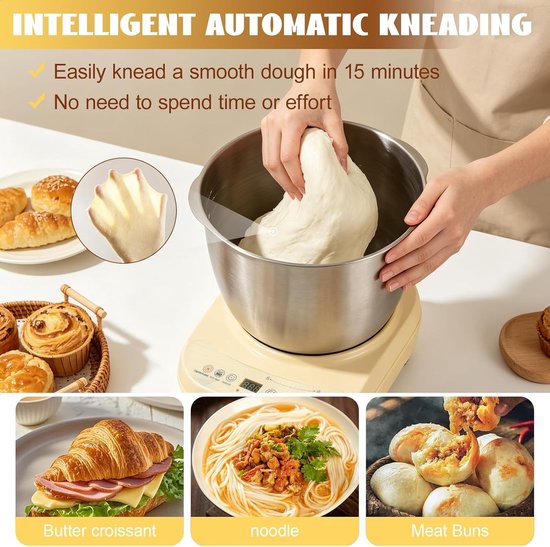 Automatische Brooddeeg Kneedmachine van Roestvrij Staal met Thermostatische Fermentatie en Intelligente Timer voor Perfect Brood bakken — afbeelding 2