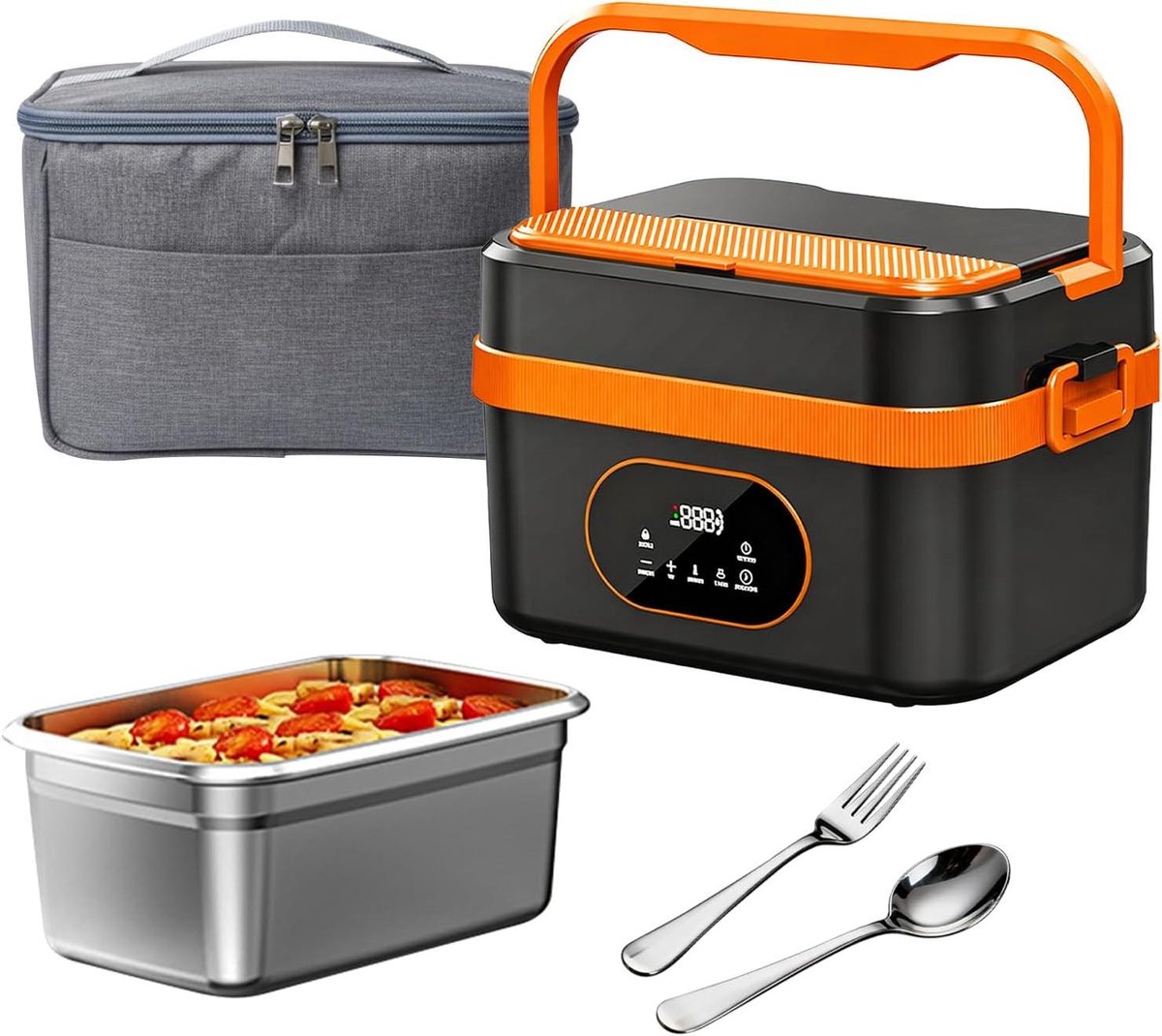 Elektrische Lunchbox - Thermos Container - Warme Maaltijden Onderweg - 18000 mAh Batterij - 1.5 Liter - Zilver