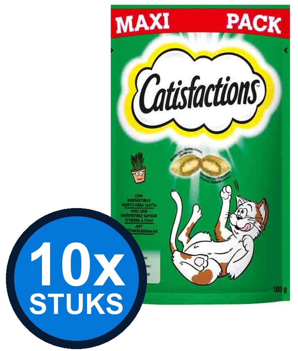 10x Catisfactions - Catnip - Kattenvoer Snacks - 180 g