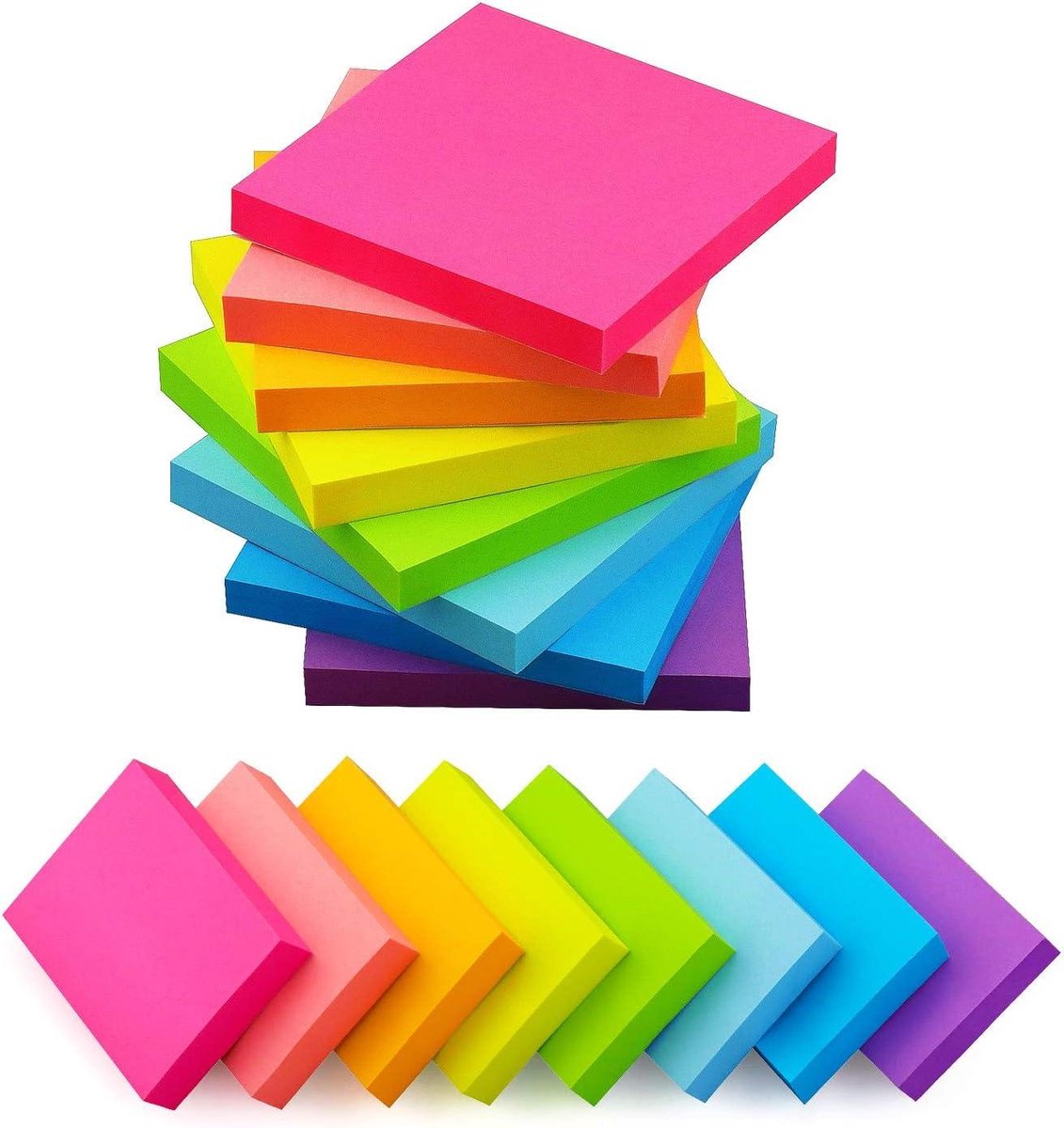 Zelfklevende Notities - Kladblokjes - Notities Maken - Meerdere Kleuren - 16 Pads - Multicolor