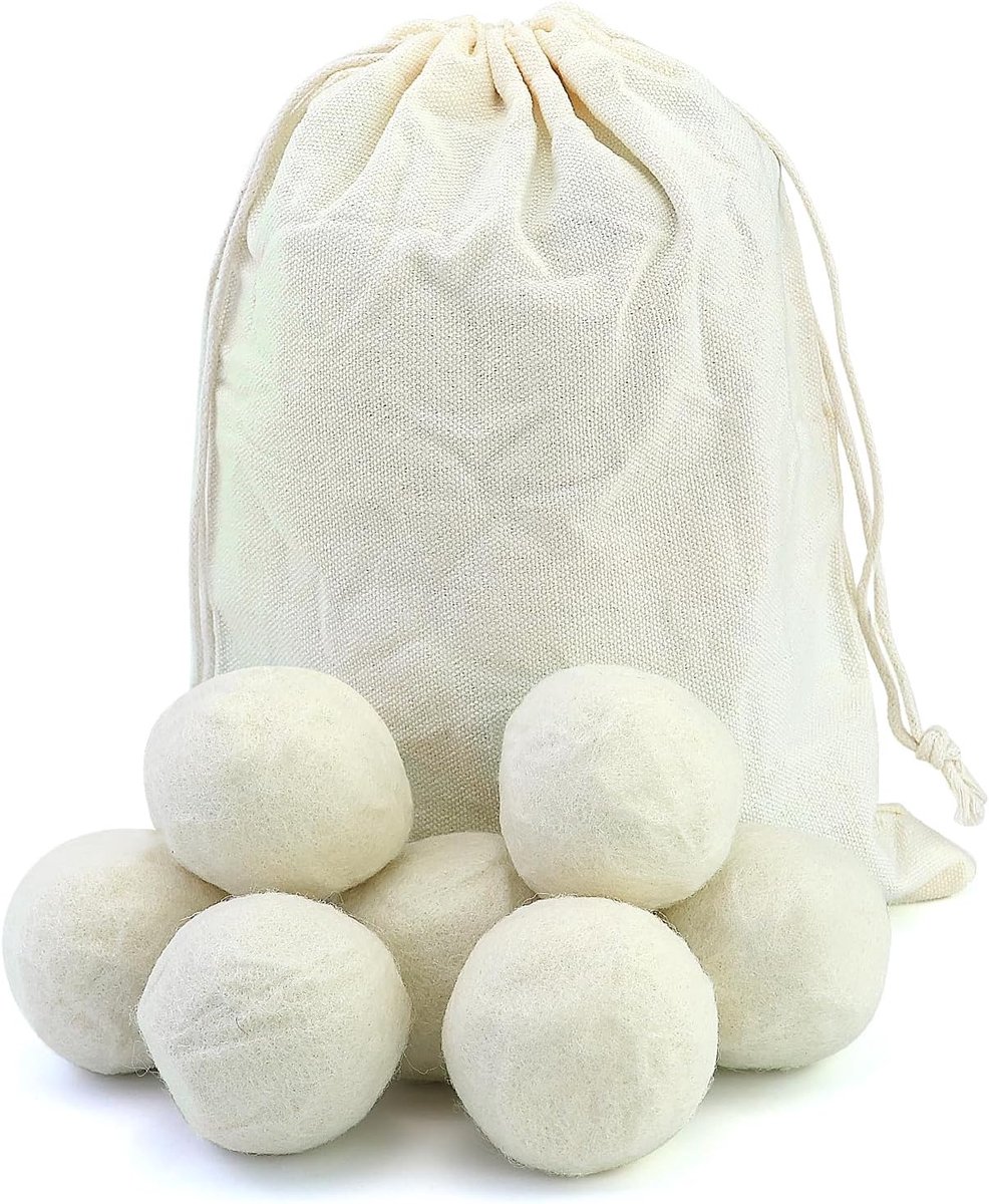 7 drogerballen voor wasdroger - 5 cm - drogerbal voor wasmachine - drogerballen van wol - natuurlijke wasverzachter - wasballen voor droger - zachte was (wit)