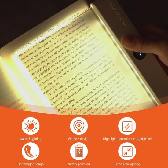 Draagbaar bladwijzerlicht, Flat Book Light met timer, Bright Light Lamp Board Lightwedge Book Light, oogbescherming, dimbaar, Panel Boek Leeslamp voor lezen in bed, Nachtlezen, auto (Wit) van draagbaar — afbeelding 5