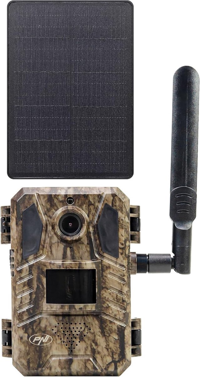 Wildcamera - Camouflage - 16 MP - 4G LTE Met Nachtzicht en Zonnepaneel - Voor Dierbewaking Buiten