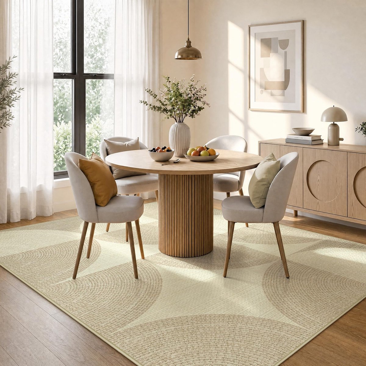 LITTLE TREE Geometrisch Tapijt - 160 x 230 cm - Machinewasbaar - Anti‑slip - Modern Minimalistisch - Beige - voor Woonkamer Slaapkamer Eetkamer Kantoor