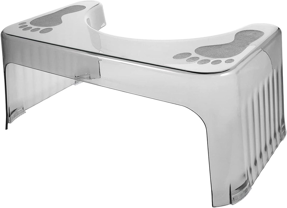 Kinder Toiletkruk - Voetenbankje Badkamer - Gezonde Zithouding - Met Handgrepen - 38.5 x 22.5 cm - Wit