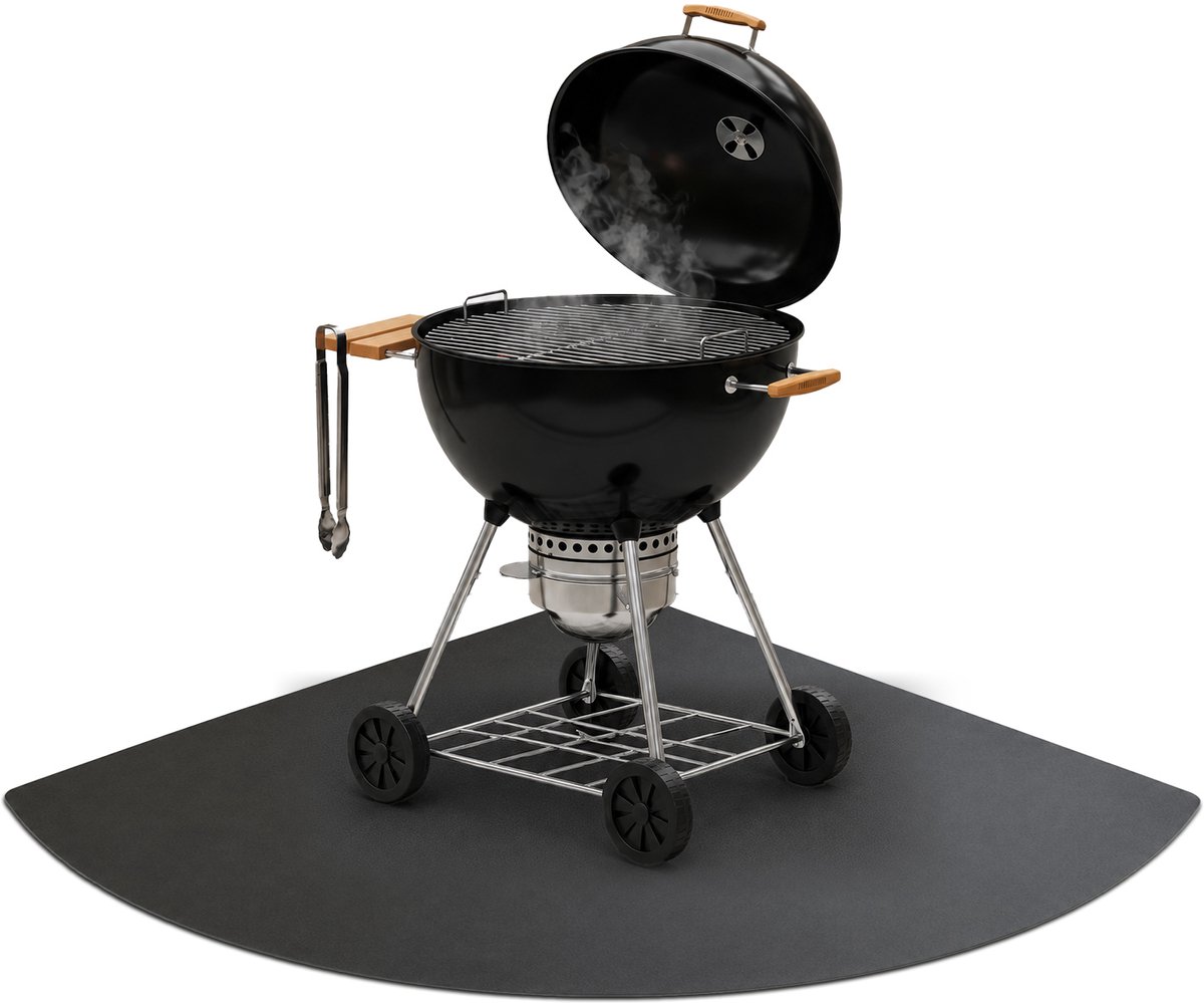 Coloray Barbecue onderlegger terras - Zwarte stalen barbecue mat - 100x100 cm - Kwartboog Beschermplaat voor onder de BBQ - Zwarte stalen barbecue mat