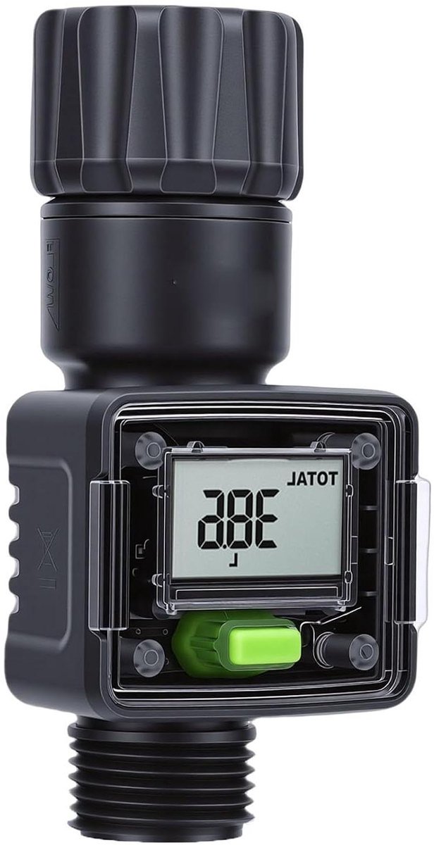 Digitale Waterstroommeter - Slimme Watermeter - Tuin Bewateren - Realtime Tracking - IPX6 Waterdicht - Grijs