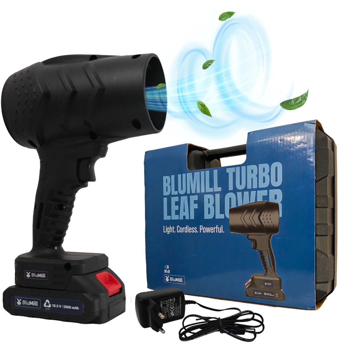 BluMill Turbo Bladblazer - Accu Bladblazer - Draadloos - 18,5V 2,0Ah - Incl. Accu en Oplader - Lichtgewicht