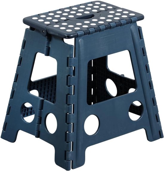Opvouwbare Kruk - Krukje Vouwbaar - Huishouden en Reizen - Ruimtebesparend Inklapbaar - 39 cm Hoog - Blauw — afbeelding 4