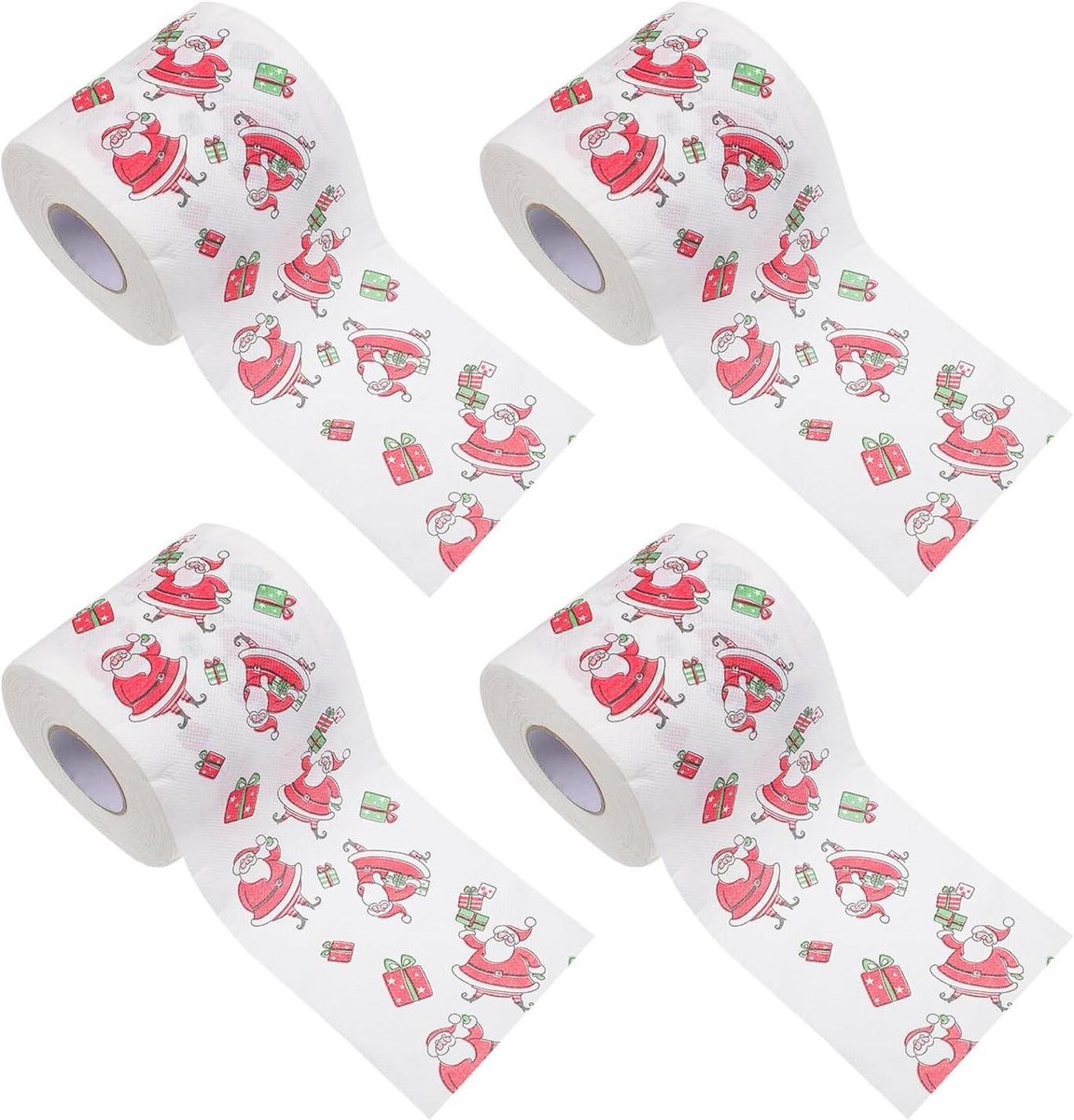 Kerst Toiletpapier - Servetpapier Feestelijk - Feestelijke Sfeer Creëren - Zacht Houtmateriaal - 4 Rollen - Gekleurd