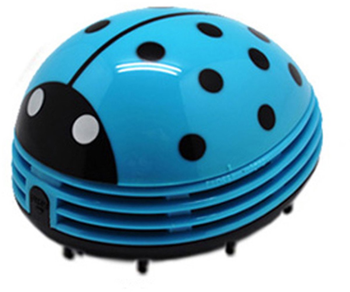 Lieve lieveheersbeestje cartoon mini stofzuiger, draadloze bureaustofzuiger voor hoeken, schattige tafelstofzuiger voor thuis en kantoor，Blauw