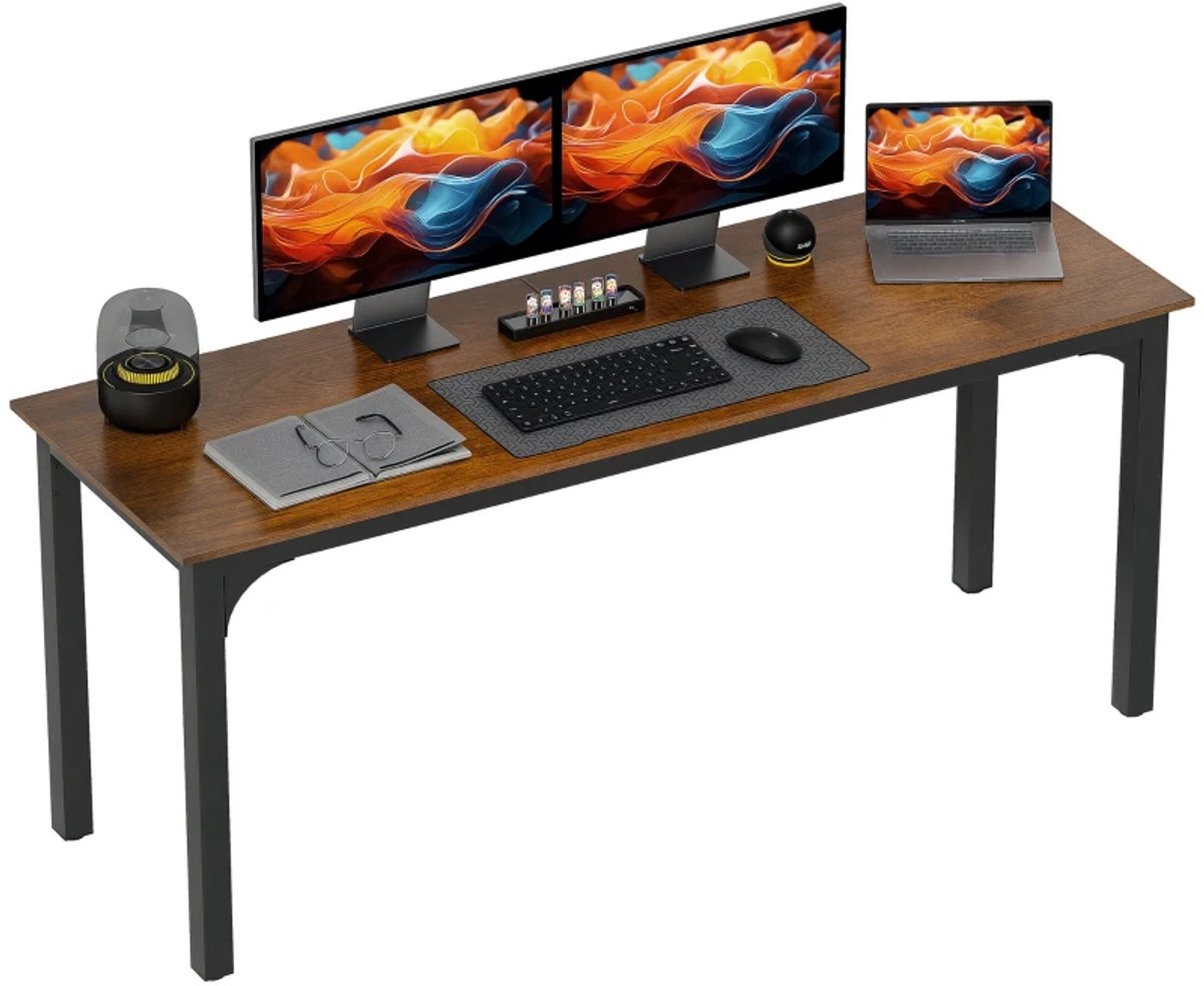 Bureau - Rustiek Ontwerp - Veel Ruimte - Computerbureau - Werktafel - Laptoptafel - Computer Tafel - Bureautafel - Desk - Game Bureau - Bruin