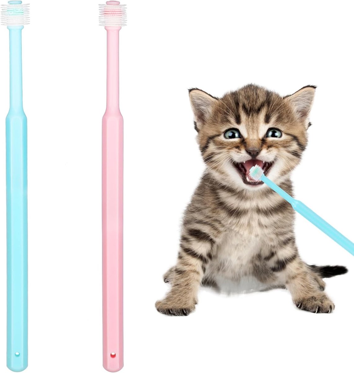 Honden en katten tandenborstel set van 2, 360 graden zachte silicone, dieren mondhygiëne en tandverzorging, dieptereiniging voor gezonde tanden
