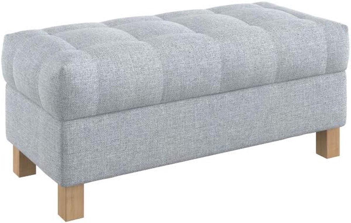 Opbergbankje Gestoffeerd - Deken kist - Extra zitplaats - Vlekbestendige stof - 100 cm breed - Naturel Grijs