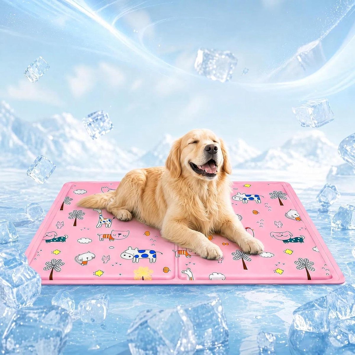 Koelmat voor honden - Verkoelend kussen - Hitte bestrijden - Zelfkoelend en wasbaar - 40 x 50 cm - Roze