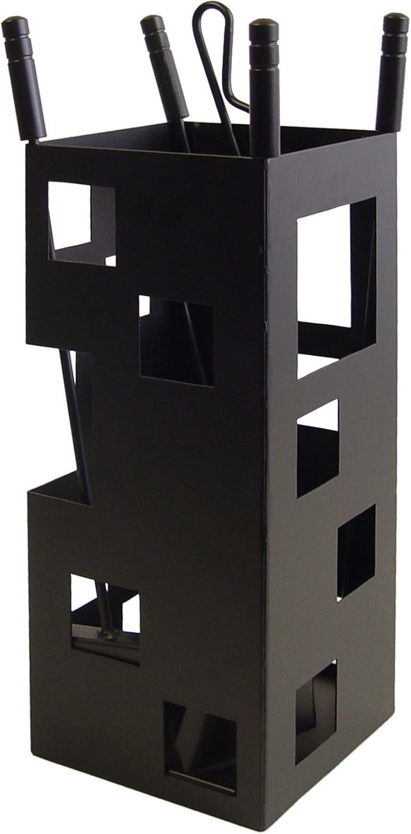 Haardset - Zwart - 50 x 20 x 20 cm - Vierkant Design - Accessoires voor Open Haard