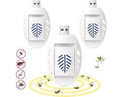 Namajunas - 3 Stusk USB Muggenstekker - Stil Zuinig - Compact - Muggenlamp - Anti Muggen - Constante Warmte - Muggenverjager - Veilig voor Huisdieren & Baby - Geschikt voor Universeel Muggenstekker Tabletten - Voor Auto, Kantoor & Kamperen