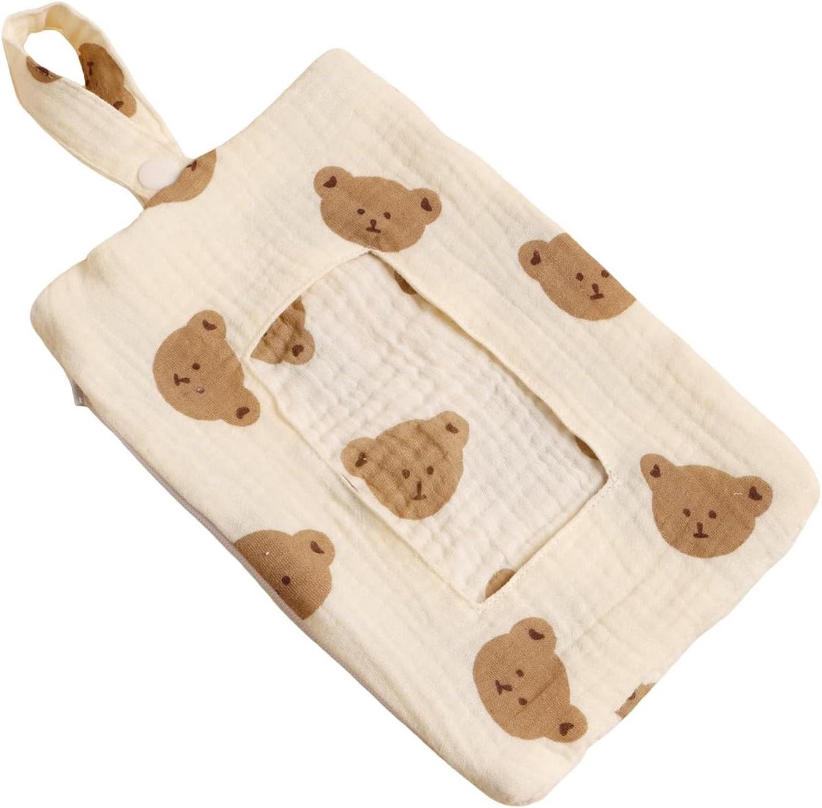 Draagbare doekjesdispenser - Luierdoekjes tas - Reizen met baby - Praktische organizer - 22 x 14 cm - Beer