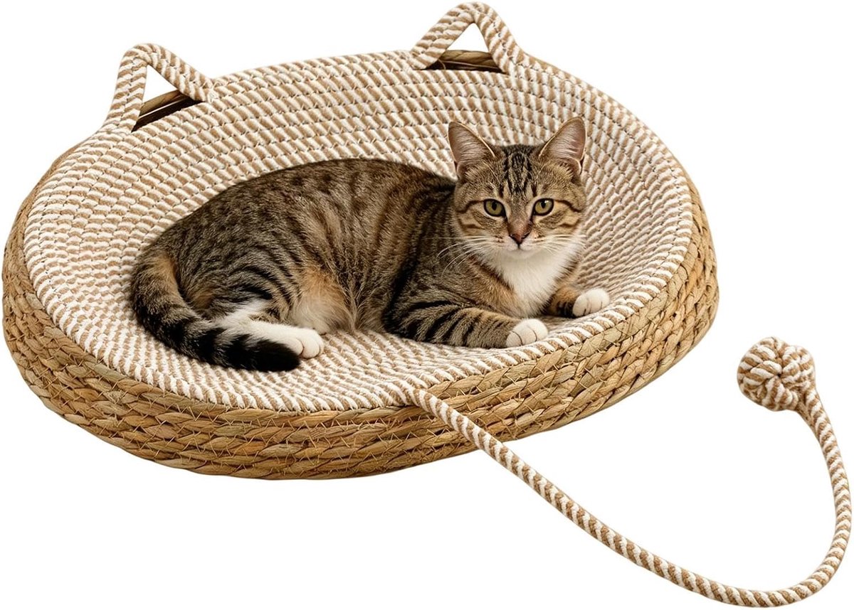 KZQ Geweven Krabmand Voor Katten – 40x30x30 Cm – Geschikt Voor Huis, Appartement En Thuiskantoor