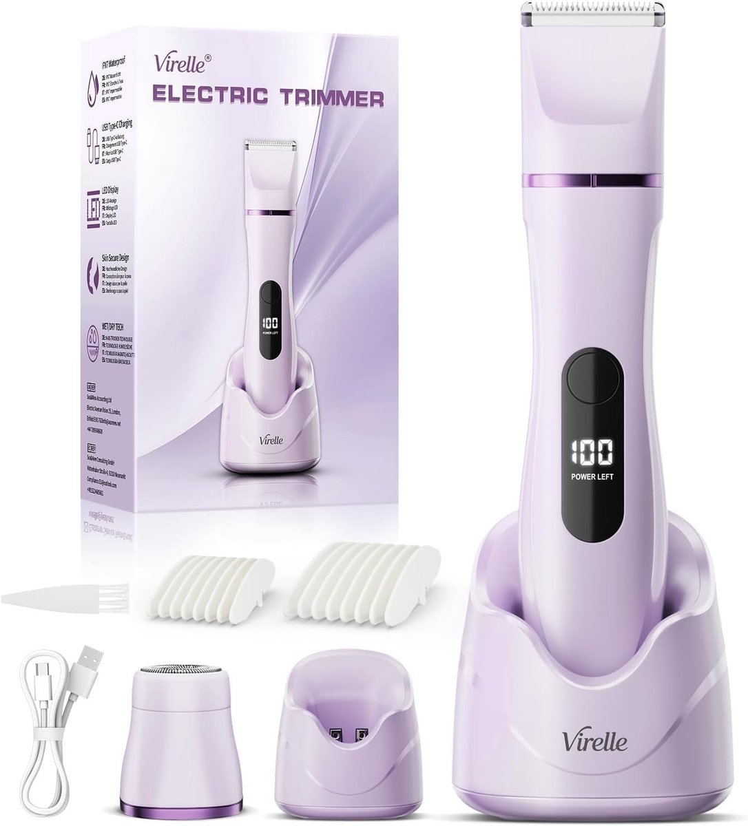 Epilator voor gezicht - Wit - Elektrisch met 2 Opzetstukken en LED-Display - Waterdicht voor Gezicht en Lichaam