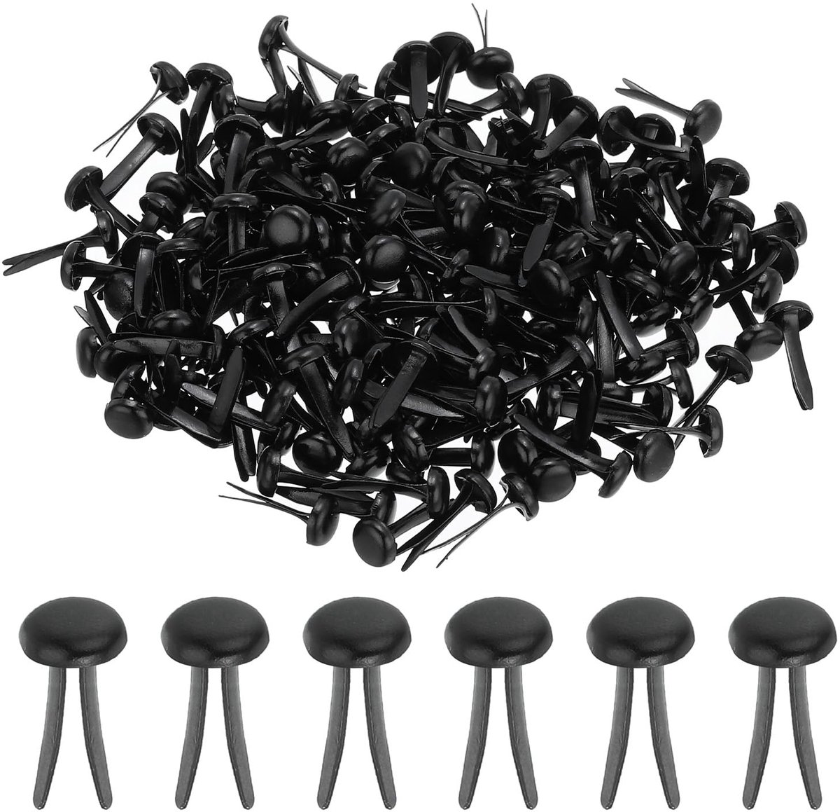 200 Stuks Mini Brads Zwarte Metalen Krammen voor Scrapbooking en Handwerk