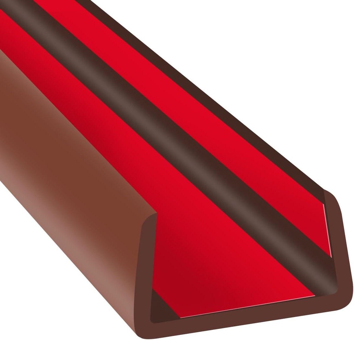 Rubberen Randafwerking - U-profiel Bescherming - Meubels Beschermen - Zelfklevend EPDM Rubber - 6 meter - Bruin