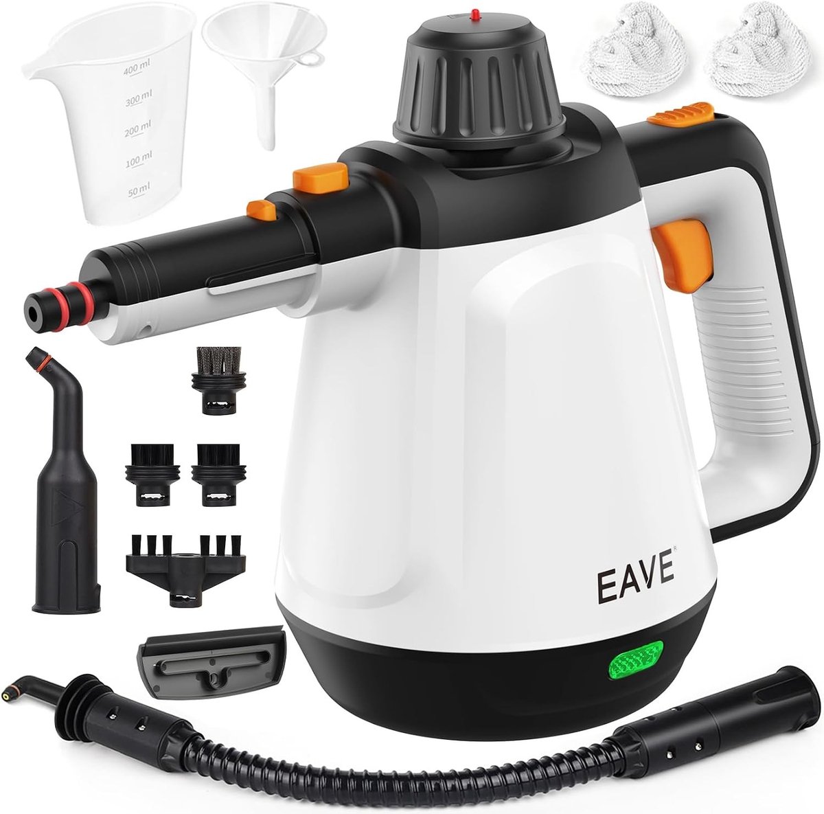 Handstoomreiniger - Wit - 450 ml - 110 °C Hogedruk Stoomreiniger met 10 Opzetstukken - Voor Thuisgebruik