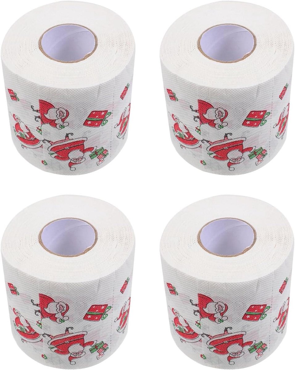 Kerst Toiletpapier - Feestelijk Papier - Decoratie Huis - Origami Laag - 4 Rollen - Wit