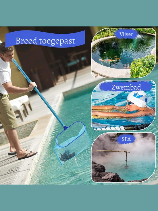 Allvia® Zwembad Schepnet - Zwembad Net - Schepnet - met Verstelbare Aluminium Paal - Net-accessoireset - Blauw - ‎15cm x 15cm x 2cm — afbeelding 5