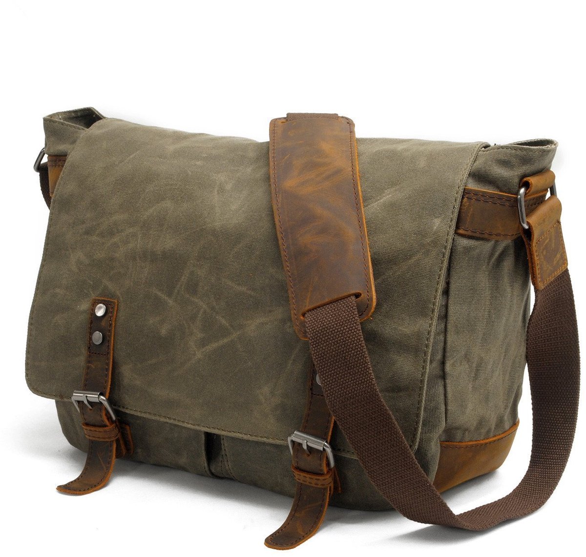 Messenger tas 15 inch - grote maat - waterdicht canvas - ideaal voor laptop - ShopVlot