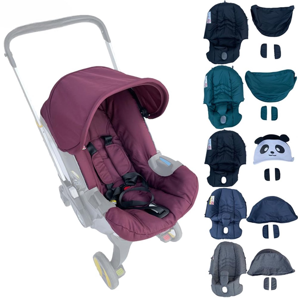 Reserveset voor Doona kinderwagen, stoelhoes en zonneklep, verschillende kleuren (zwart) - ShopVlot
