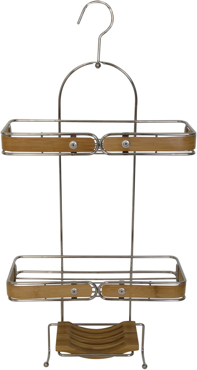 Spirella Bamboe Doucheplanchet – Metalen Badkamerplanchet met Bamboe Accenten – Douchekaddy 58,8 × 27 × 10,8 cm