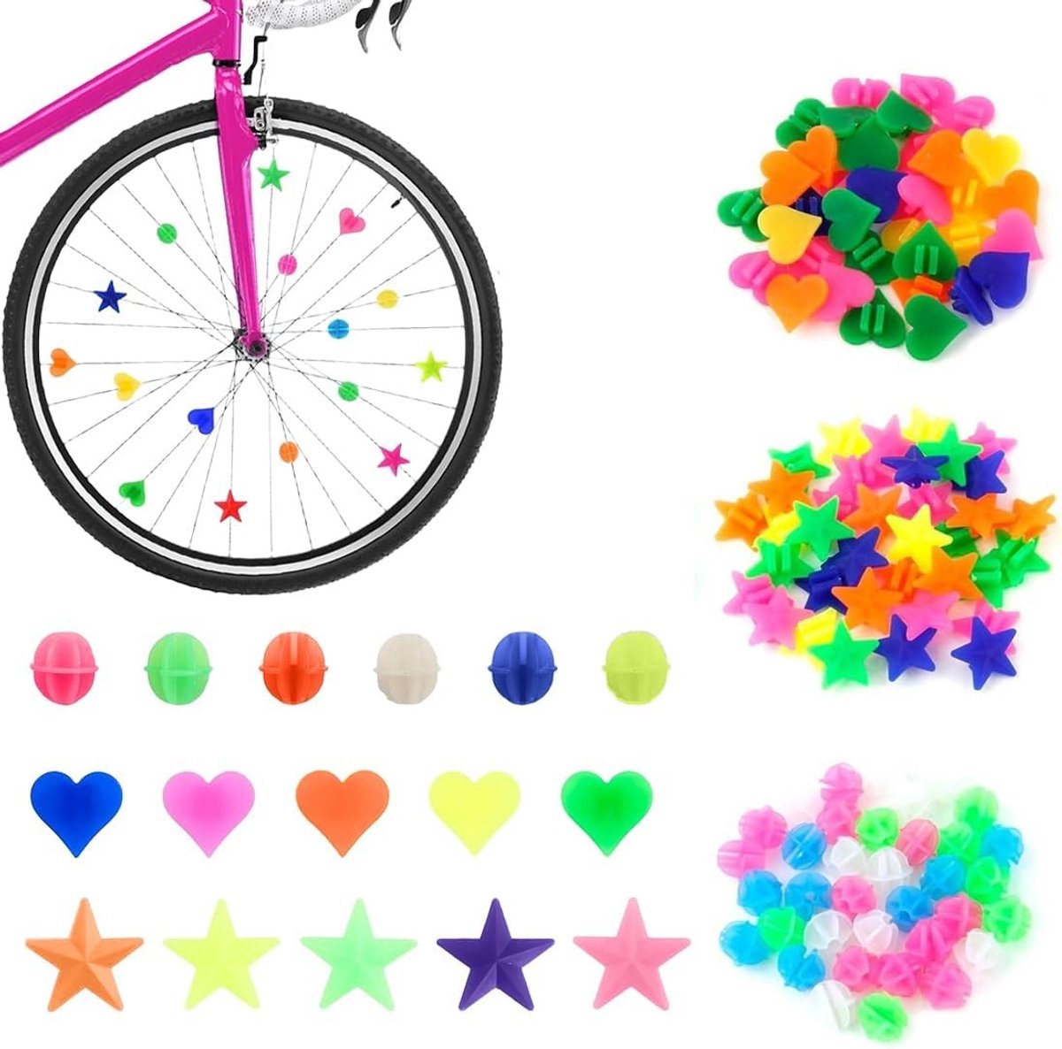 Kleurige Fietsspeakers met 108 Stuks, Accessoires voor Meisjes en Jongens, Fietsversiering en Wielaccessoires