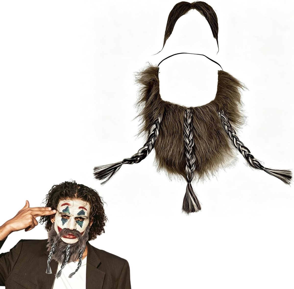Set van 1 Simulatie Baard en Snor voor Viking Kostuum, Grappige Accessoires voor Halloween en Cosplay